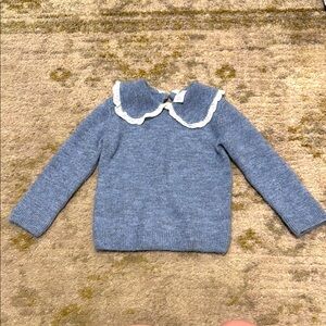 H&M Toddler Girl Sweater Lace Peter Pan Collar - Heather Blue 2T